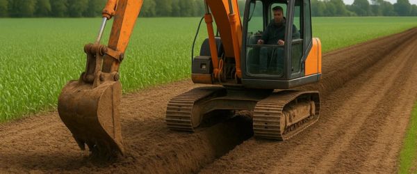 Effektiv dræning med digital rotationslaser og maskinmodtager