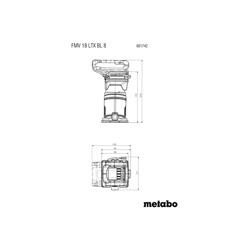 METABO Kantfræser FMV 18 LTX BL SOLO uden batteri og lader