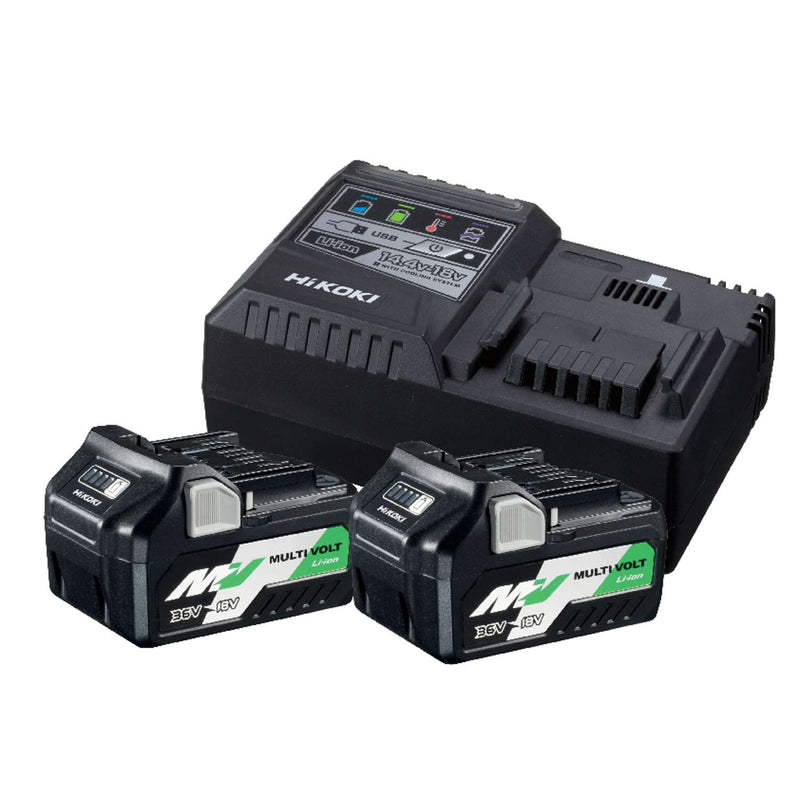 Hikoki Batteripakke 2XBSL36A18 + UC18YSL3 MultiVolt