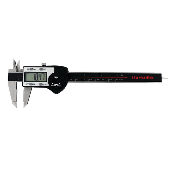 Diesella Digital Skydelære IP54 0-150x0,01mm DIN 862 med 40mm kæber og ABS funktion