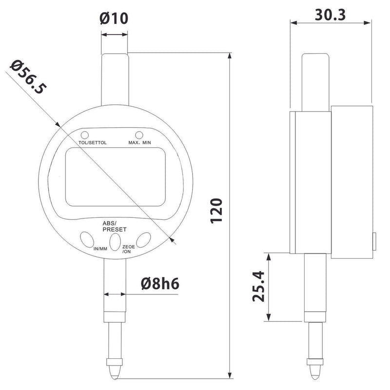 DIESELLA Digital måleur 12,7 mmx0,01 med TOL-/Min-/Max- funktion