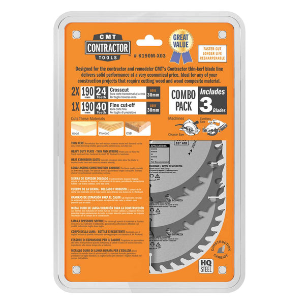 CMT Rundsavsklingesæt 190x30 Z24-24-40 W C