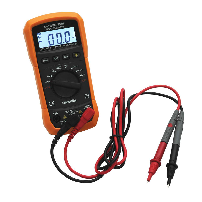 DIESELLA Digital multimeter AC/DC 600V/10A med gummikappe