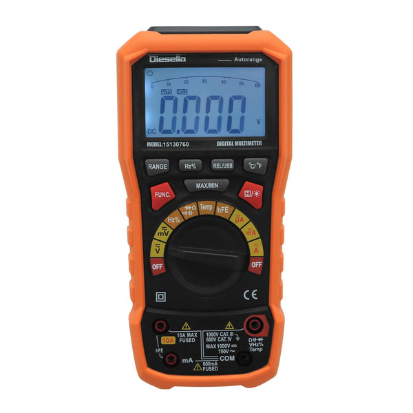 DIESELLA Digital multimeter m/Sand RMS 1000V/10A med gummikappe