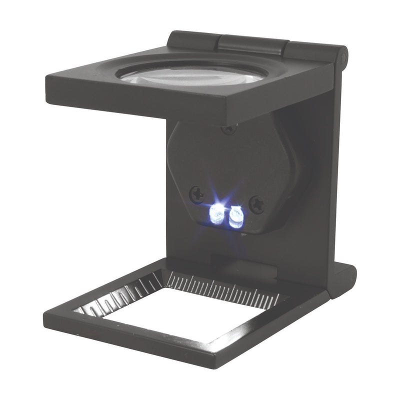 DIESELLA Trådtæller med måleskala (Foldbar) med 8X forstørrelse med LED lys og Ø30 glaslinse