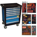 BATO Værktøjsvogn VDE 1000V med 7 skuffer. 3 skuffer med 176 dele. Model 9137-176. Blå