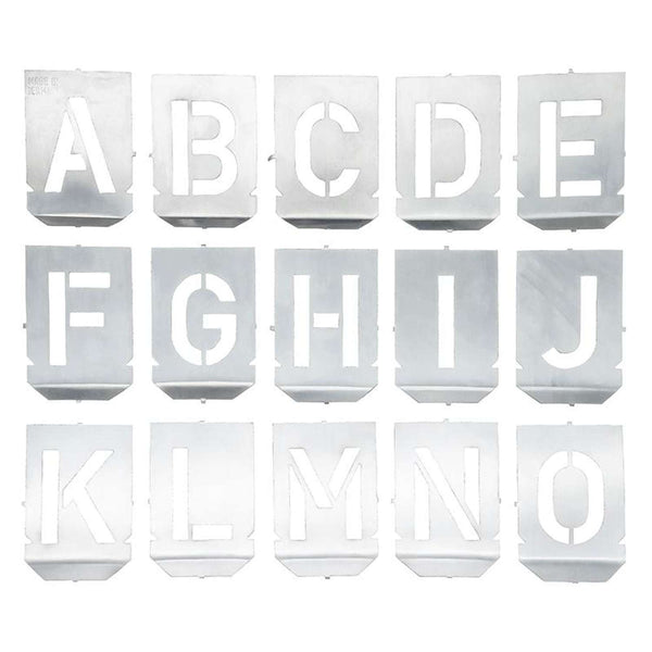 HEIDENPETER Stencil sæt med bogstaver A-Z+& med 100mm tegnhøjde 27 dele