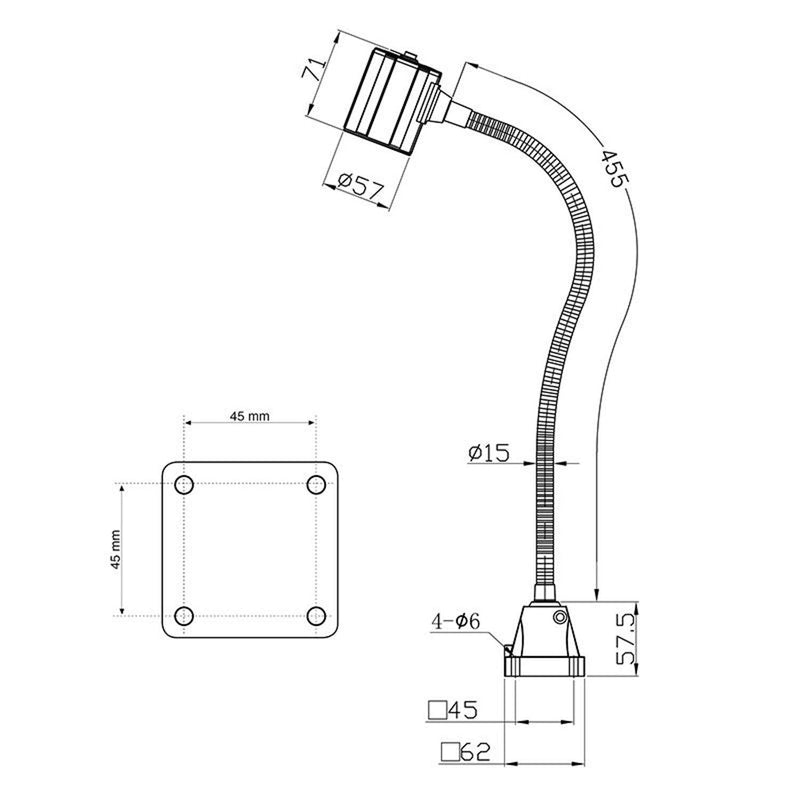 WRKPRO LED Maskinlys "ALPHA" med 455 mm svanehals AC+DC 24V