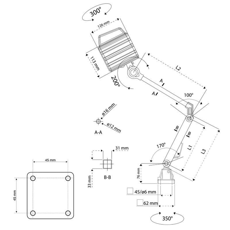 WRKPRO LED Maskinlys "LIMA" IP65 400x400 mm AC+DC 24V