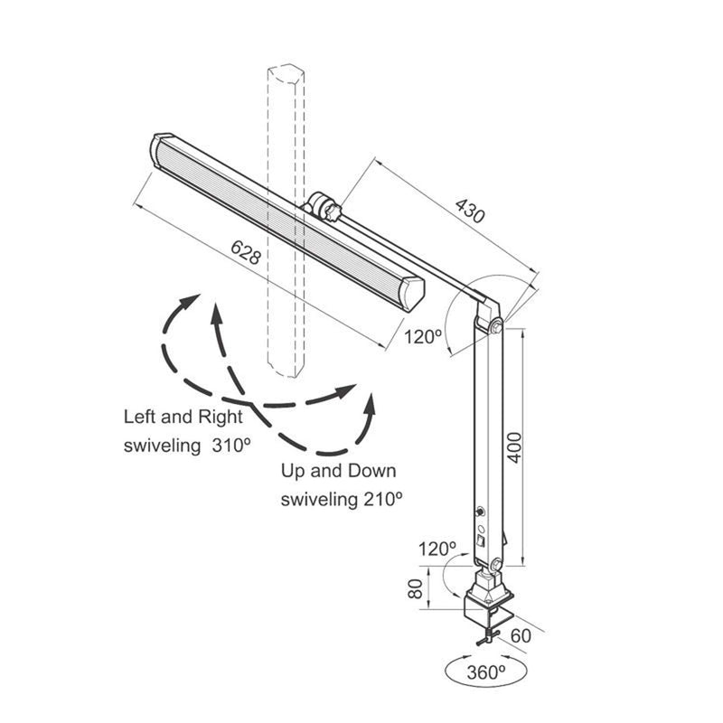 WRKPRO LED arbejdslampe "X-RAY" med 400x430 mm arm AC 100V-240V