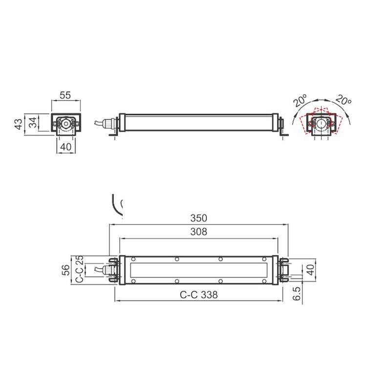 WRKPRO LED Maskinlys "VEGA" 350 mm flad form DC 24V