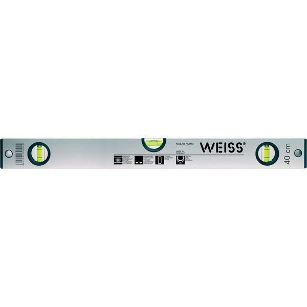 WEISS alu vaterpas med 3 libeller. Profil 50 x 22 mm