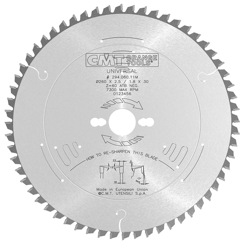 CMT Rundsavsklinge 260x2,5x30 Z60 W NEG