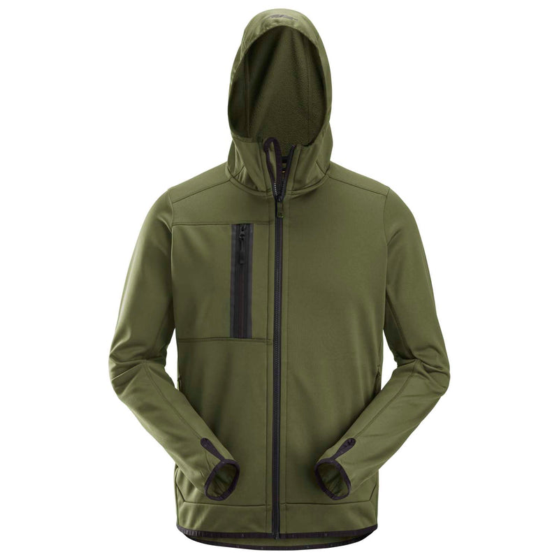 SNICKERS Hættetrøje AllroundWorke fleece med lynlås 8058 khaki grøn
