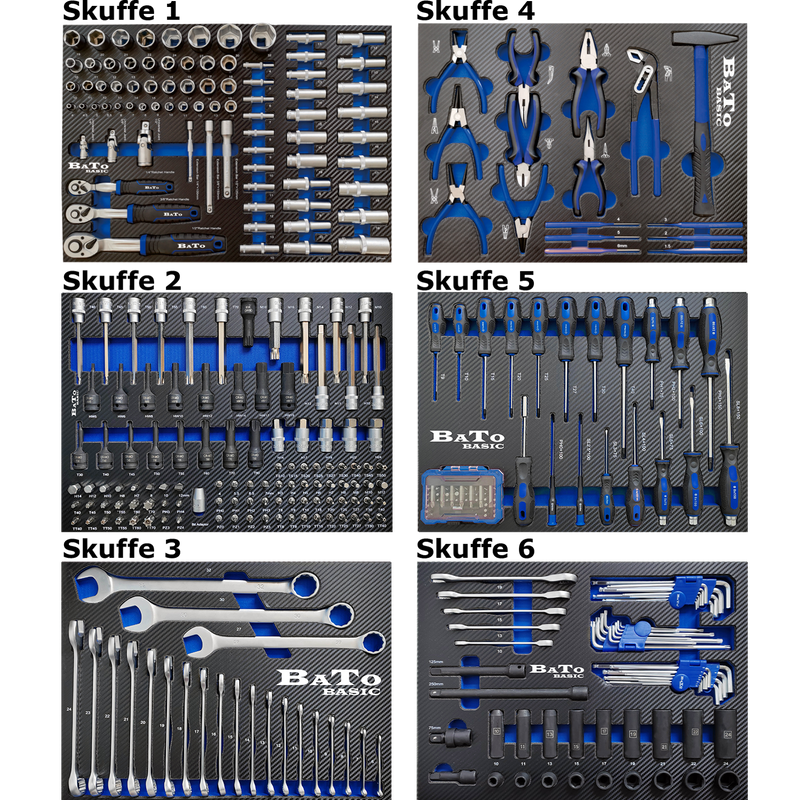 BATO BASIC værktøjsvogn med 7 skuffer 358 dele