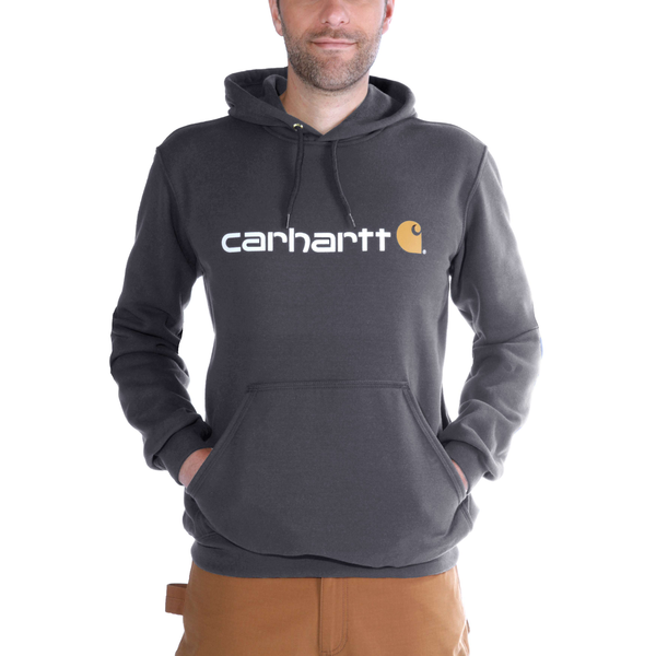 CARHARTT Hættetrøje Signature Logo Hooded Sweatshirt Carbon Heather