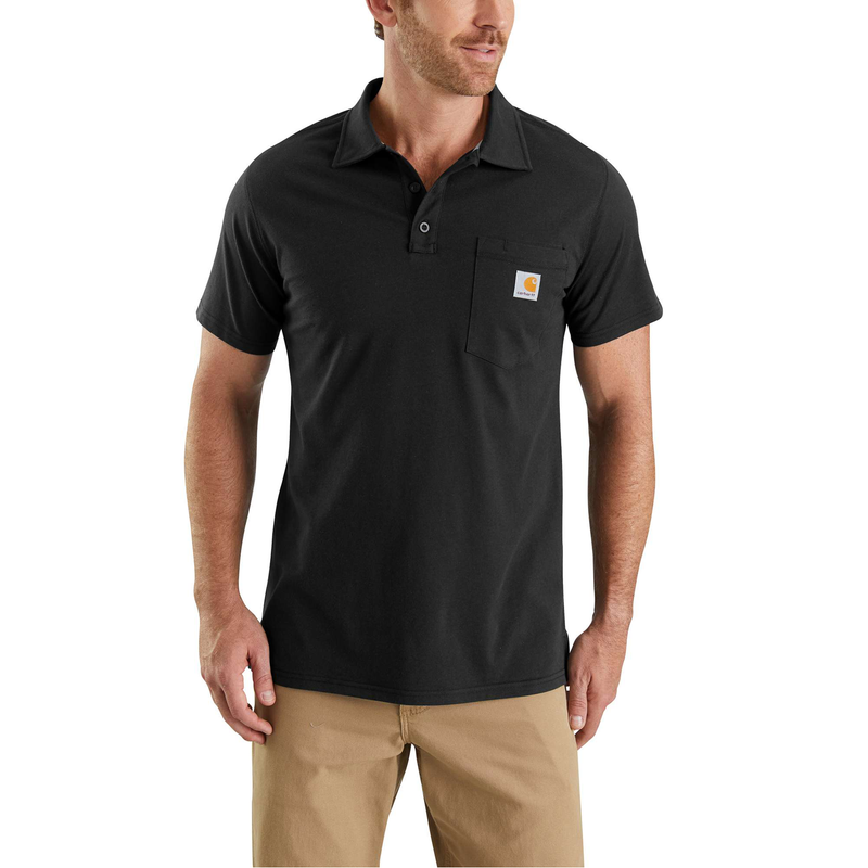 CARHARTT Polo Force Cotton Delmont Pocket Polo Black