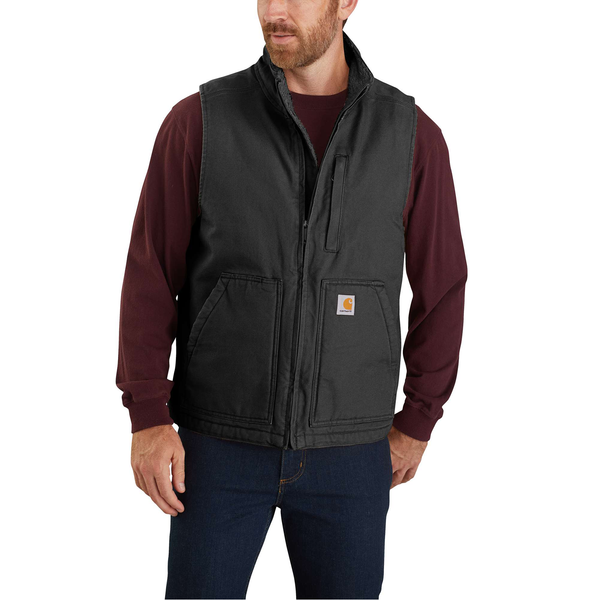 CARHARTT Vest Washed Duck Lined Mock Neck Black