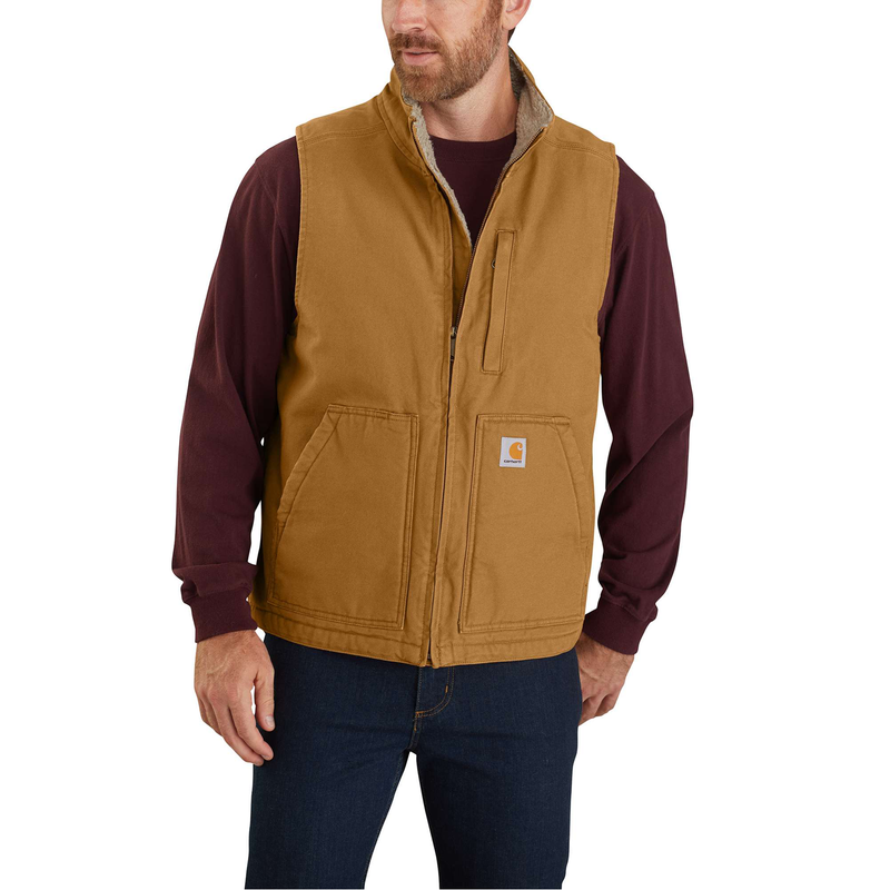 CARHARTT Vest Washed Duck Lined Mock Neck CARHARTT® Brown