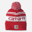 CARHARTT Hue knit Cuffed Logo Beanie rød