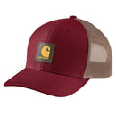 CARHARTT Kasket Twill Mesh-back Logo Patch Cap RED CARNATION OFA
