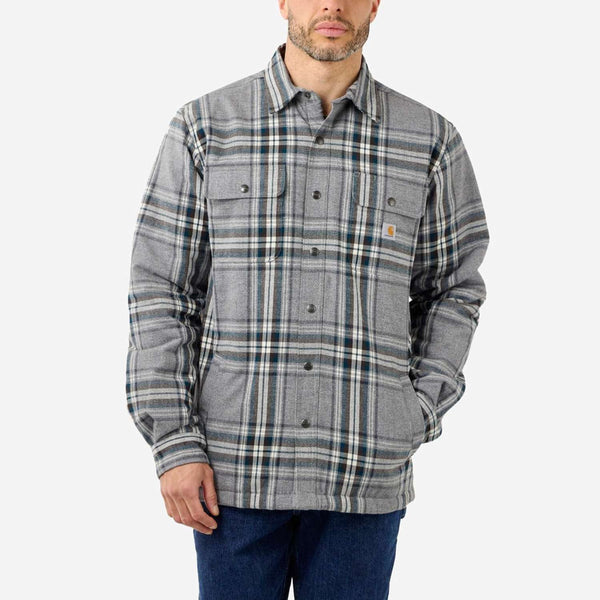 CARHARTT Skjorte jakke Flannel Sherpa Lined ASPHALT