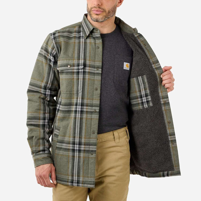 CARHARTT Skjorte jakke Flannel Sherpa Lined BASIL