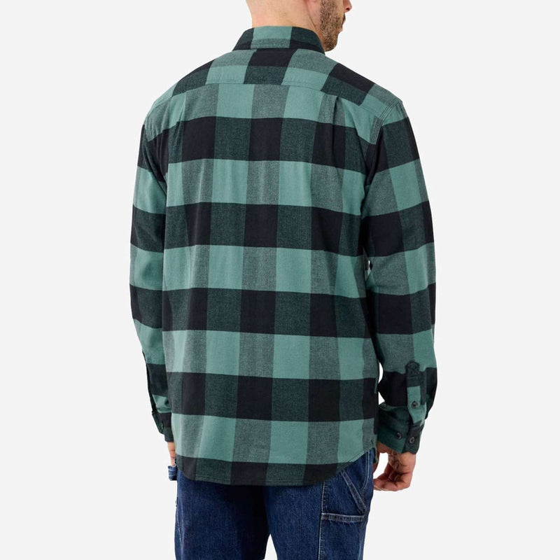 CARHARTT Midweight Flannel L/s Plaid Shirt SLATE GREEN