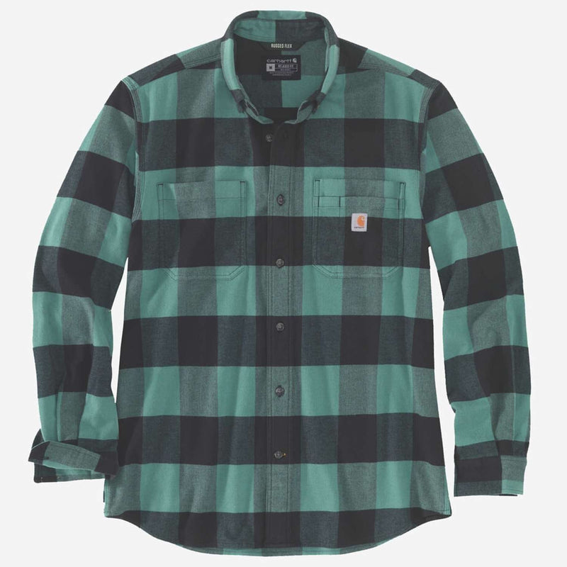 CARHARTT Midweight Flannel L/s Plaid Shirt SLATE GREEN