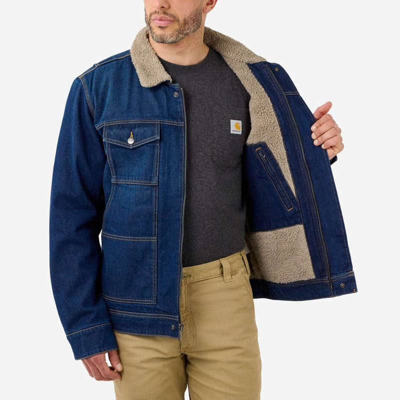 CARHARTT Relaxed Denim Sherpa Lined Jacket BEECH