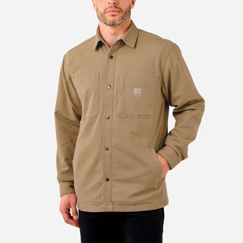 CARHARTT Fleece Lined Snap Front Shirt Jac DARK KHAKI