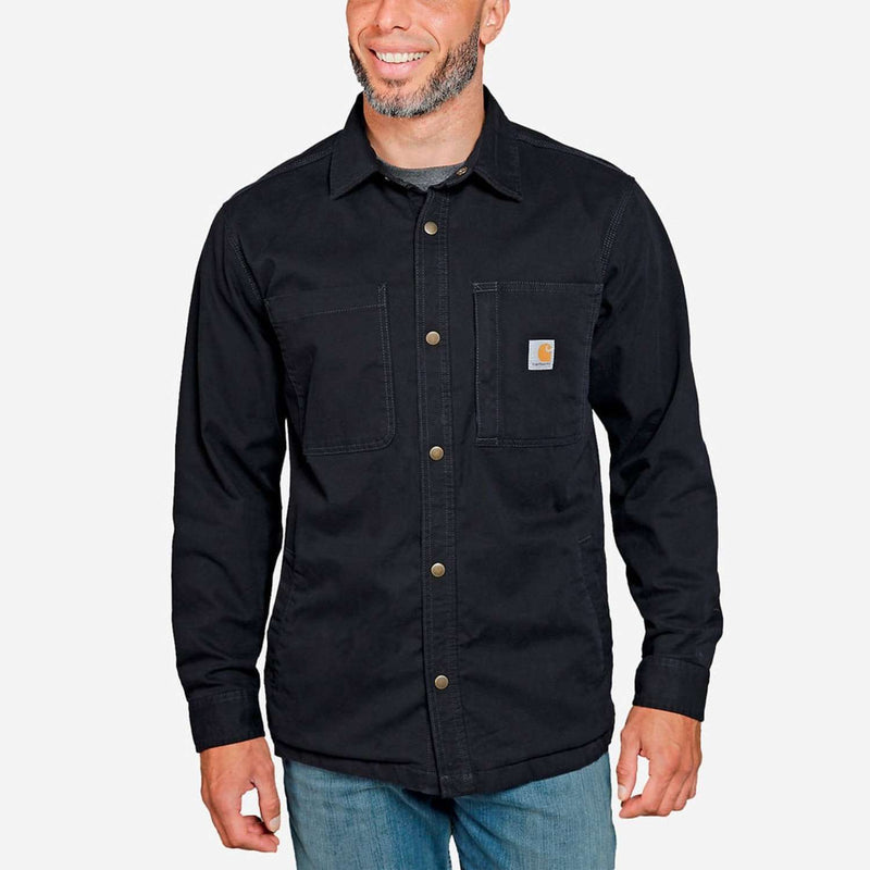 CARHARTT Fleece Lined Snap Front Shirt Jac BLACK