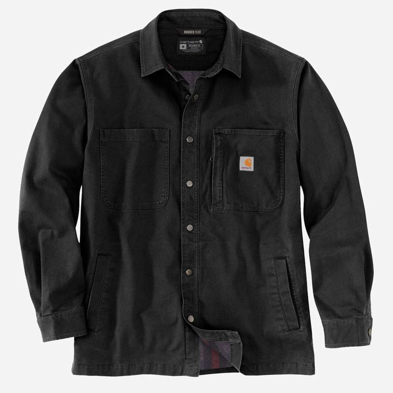 CARHARTT Fleece Lined Snap Front Shirt Jac BLACK