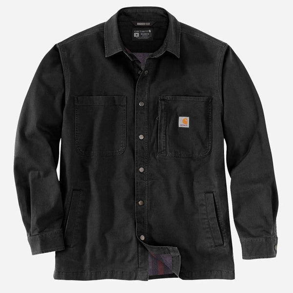 CARHARTT Fleece Lined Snap Front Shirt Jac BLACK