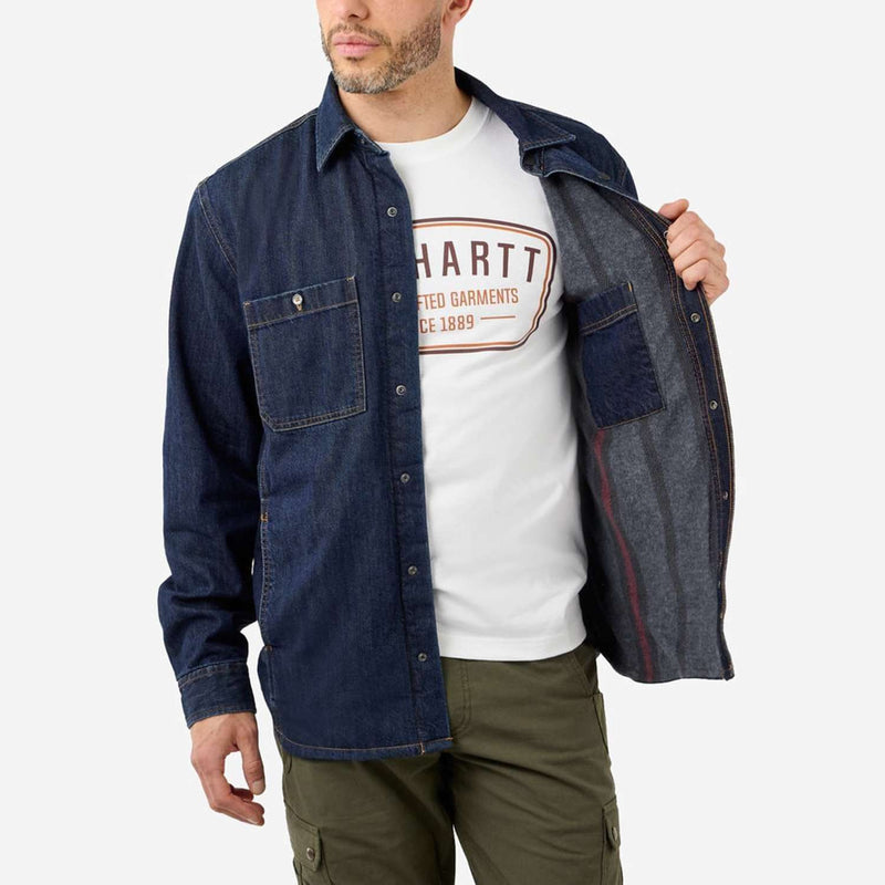 CARHARTT Skjorte Denim Fleece Lined Snap Front GLACIER