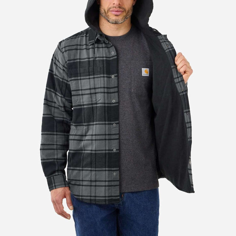 CARHARTT Skjorte jakke Flannel Fleece Lined Hooded ELM