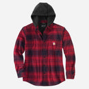 CARHARTT Skjorte jakke Flannel Fleece Lined Hooded OXBLOOD