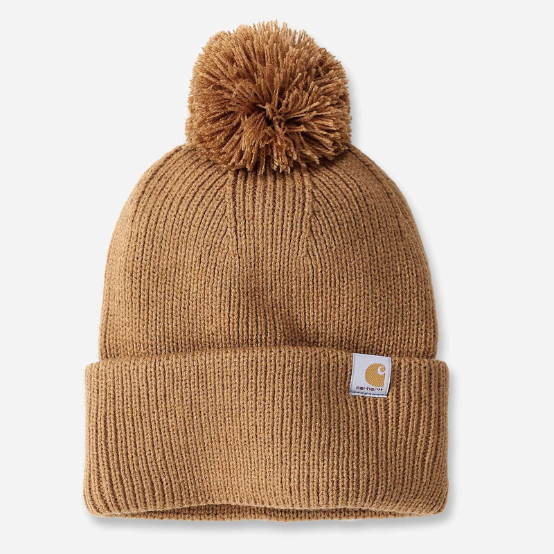 CARHARTT Hue knit Pom-pom Cuffed Beanie BROWN