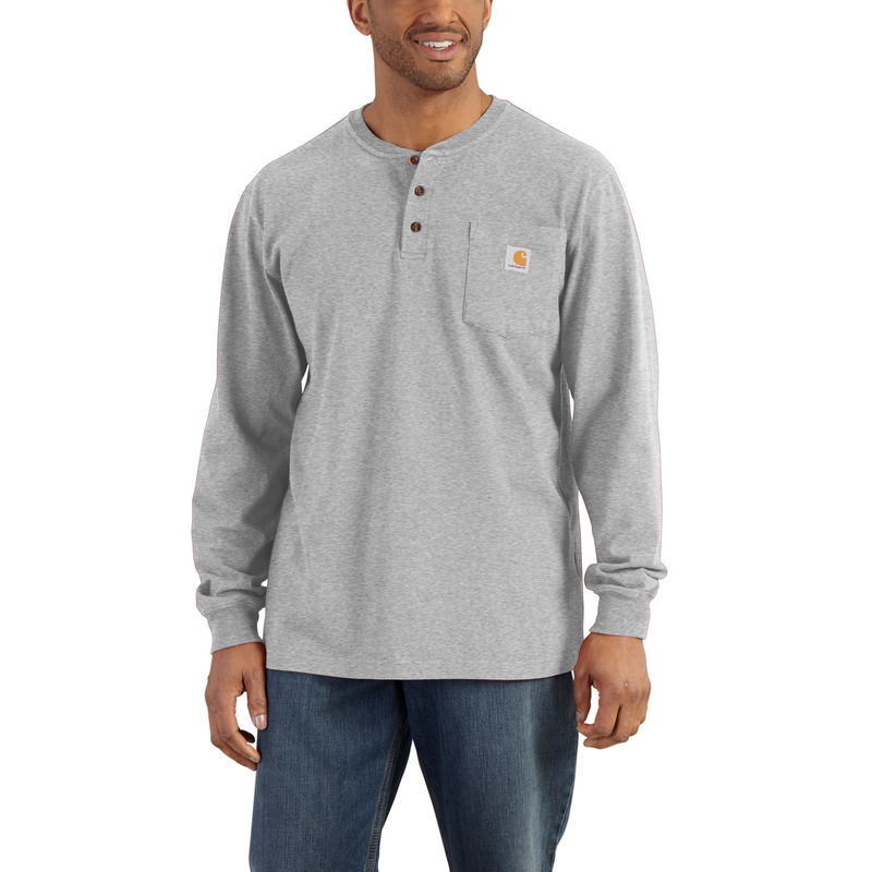 CARHARTT Trøje Workwear Pocket Henley L/S Heather Grey