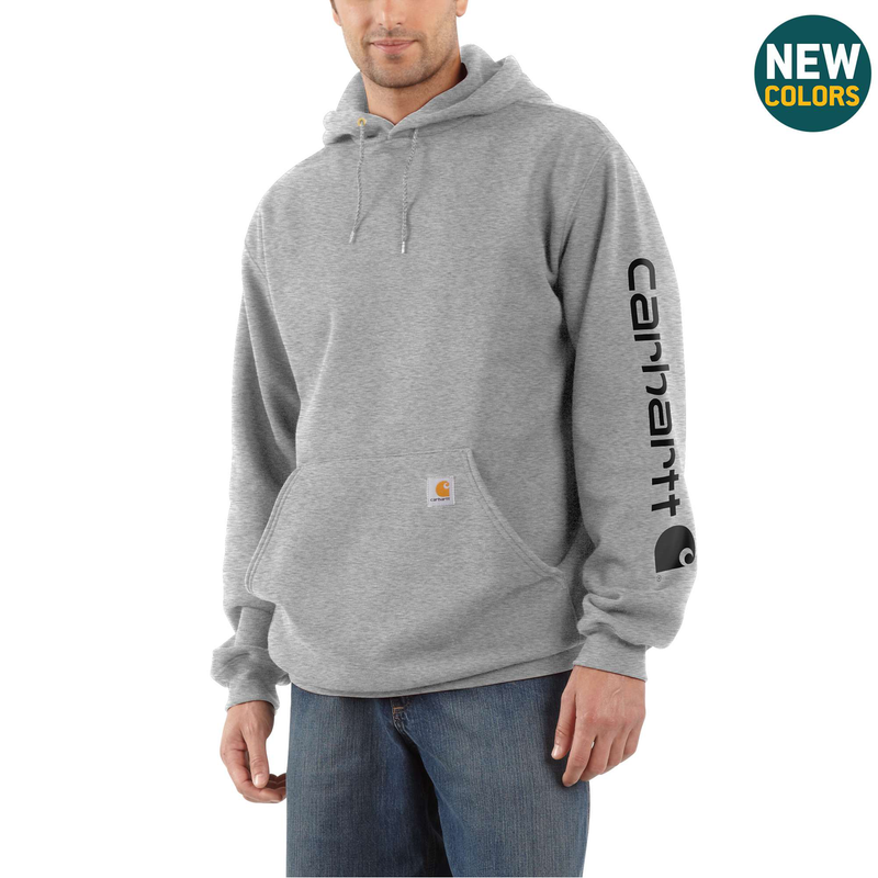 CARHARTT Hættetrøje Sleeve Logo Sweatshirt Heather Grey/Black