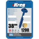 KREG Pocket-Hole skruer 38mm Zinc Coated Maxi-Loc grov gevind 1200stk