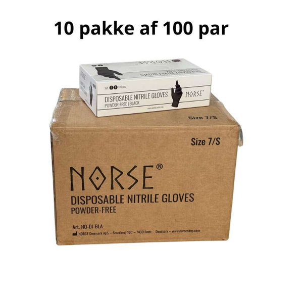 NORSE Disposable Black Sort nitril engangshandsker 10 pakke a 100stk