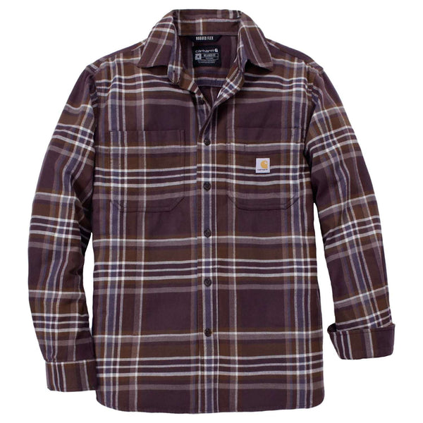 CARHARTT Shirt FLANNEL LONG-SLEEVE PLAID SHIRT DARK SEPIA