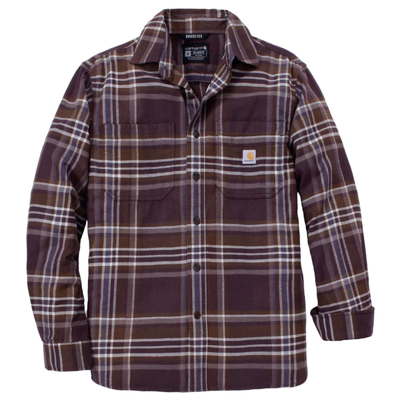 CARHARTT Shirt FLANNEL LONG-SLEEVE PLAID SHIRT DARK SEPIA