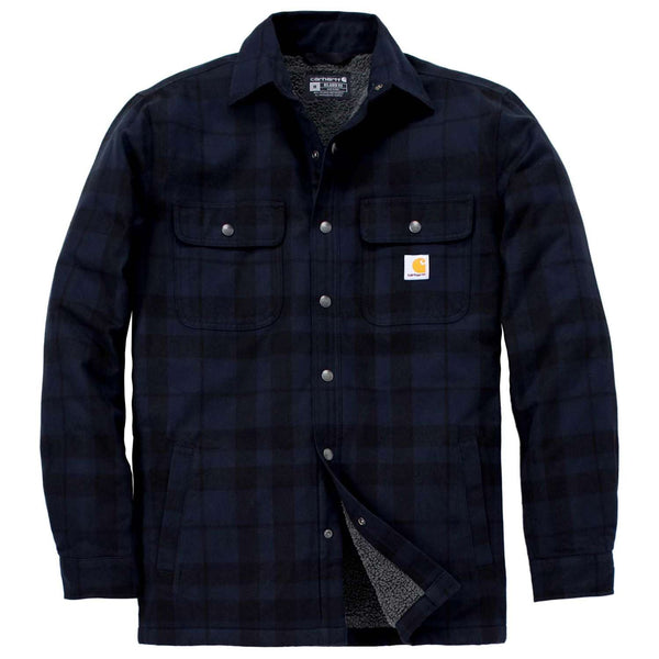 CARHARTT Shirt Jacket FLANNEL SHERPA-LINED SHIRT JAC NAVY