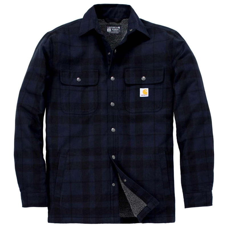 CARHARTT Shirt Jacket FLANNEL SHERPA-LINED SHIRT JAC NAVY