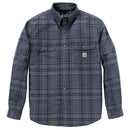 CARHARTT Fort Loose LS Plaid Shirt Navy/Deep Smoke Blue