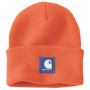 CARHARTT Rubber Patch Watch Cap Beanie Brite Orange OS