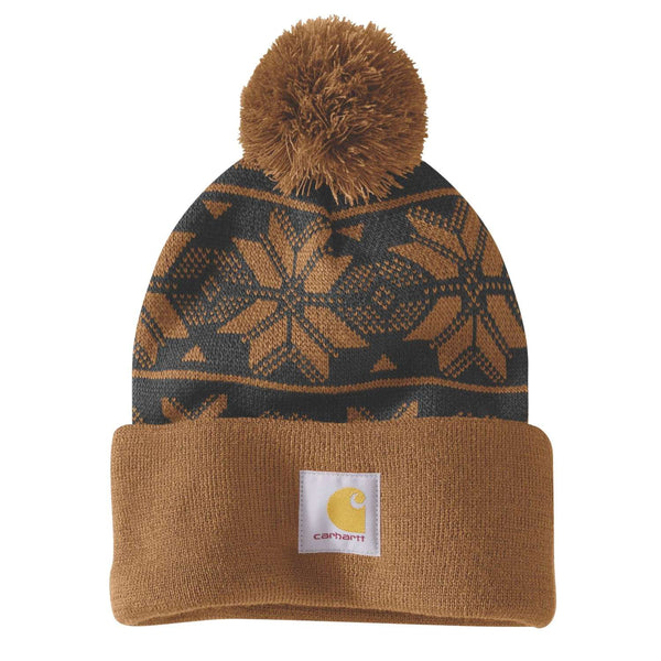 CARHARTT Hue Knit Pom Jacquard Beanie CARHARTT® BROWN