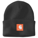 CARHARTT Rubber Patch Watch Cap Beanie Black/Worksite Orange OS